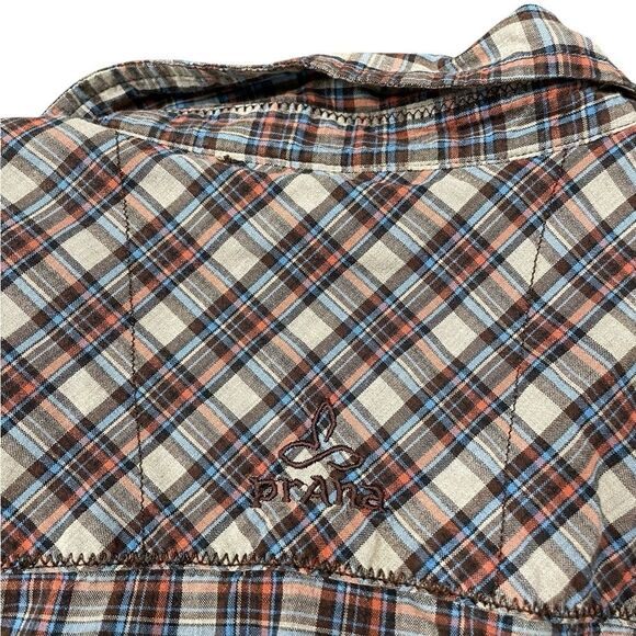Prana Archer Pearl Snap Button Down Plaid Shirt Size Large - Picture 4 of 5